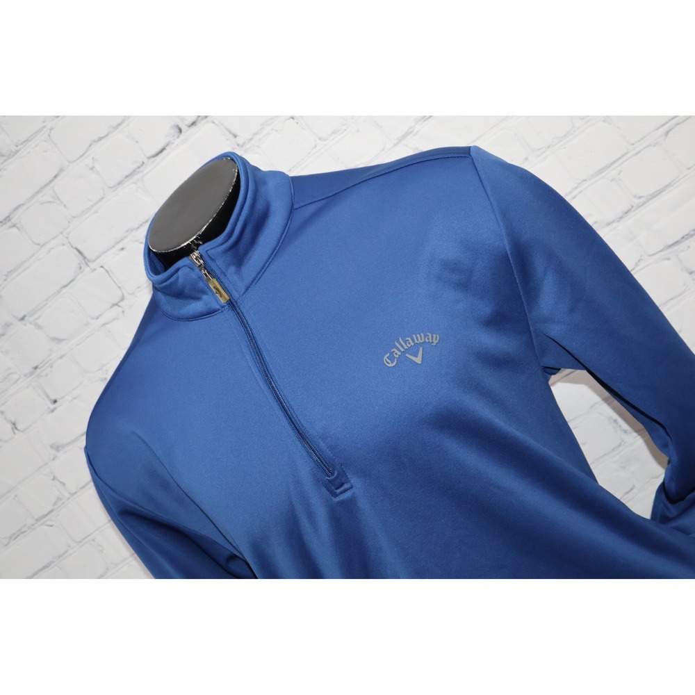 Callaway 1/4 Zip Pullover Mens XL Blue Fleece Lined Mock Neck Golf Polyester